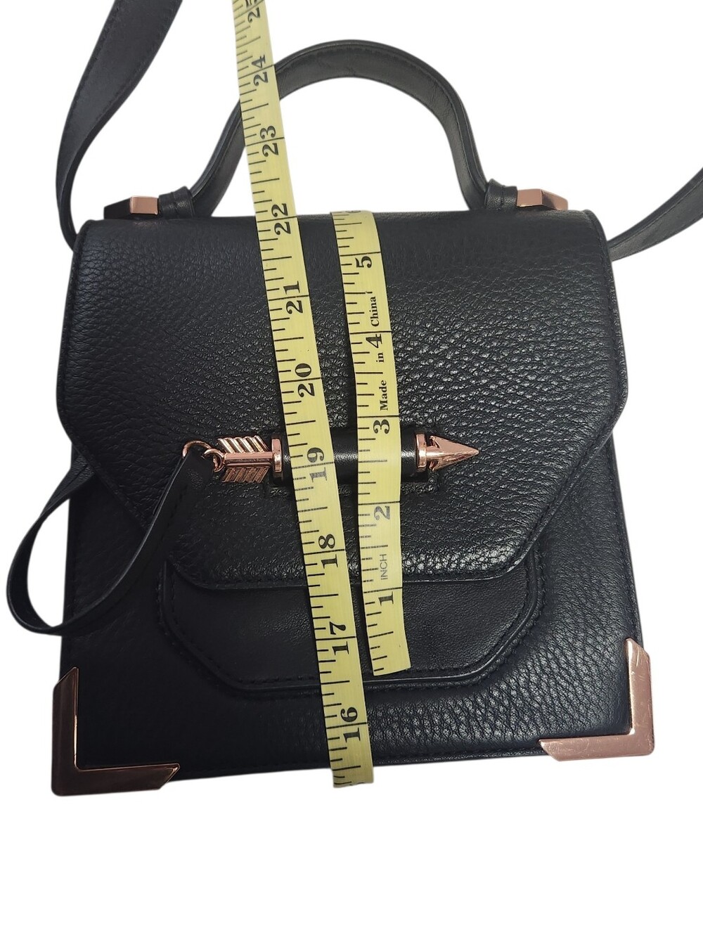 Mackage Top-Handle Crossbody Bag with Rose Gold Hardware - Picture 8 of 10